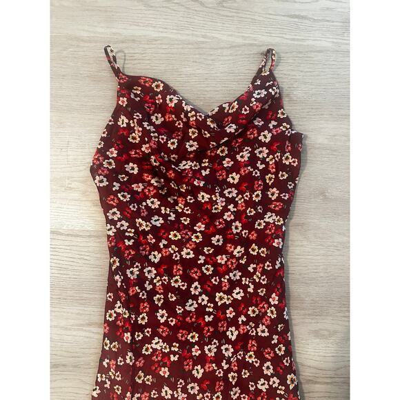BCBGeneration Cowl Neck Ruched Slip Dress Midi Floral Print size Small - Picture 5 of 8